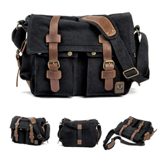 Сумка *Я Легенда* брезент кожа, фактура вязаная, черный Без бренда