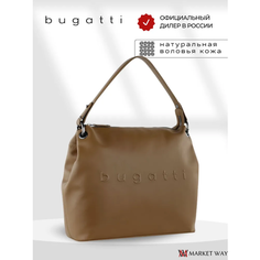 Сумка тоут Bugatti, фактура гладкая, коричневый