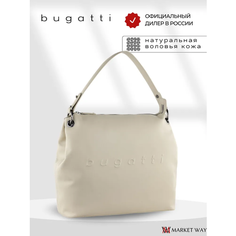 Сумка тоут Bugatti, фактура гладкая, бежевый
