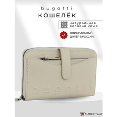 Кошелек Bugatti, фактура гладкая, бежевый