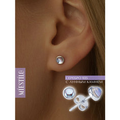 Серьги пусеты MIESTILO, серебро, 925 проба, родирование, лунный камень, , серебристый