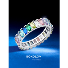 Кольцо SOKOLOV, серебро, 925 проба, родирование, фианит, размер 20