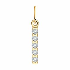 Подвеска Diamant, красное золото, 585 проба, фианит, размер 2.1 см., бесцветный