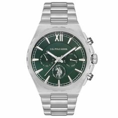 Наручные часы U.S. POLO ASSN., серебристый/зеленый