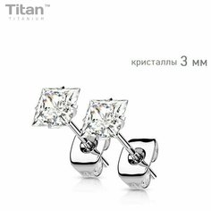 Серьги пусеты Spikes, фианит, искусственный камень, серебристый