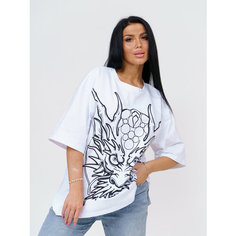 Футболка BUY-TEX.RU женская оверсайз, 1 шт., размер 48, бeлый