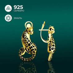 Серьги Diamant, серебро, 925 проба, золочение, эмаль, размер 29 мм, , серебро