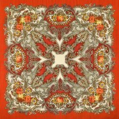 Платок Павловопосадская платочная мануфактура для женщин,125х125 см, красный