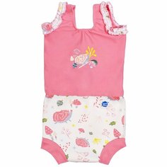 Купальник-подгузник Splash About, размер 2-3 года, розовый, белый
