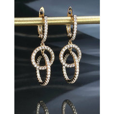 Серьги с подвесками XUPING JEWELRY, фианит, искусственный камень, розовое золото