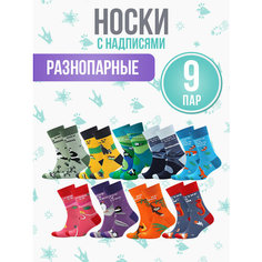 Носки Big Bang Socks разнопарные, комплект, 9 пар, размер 40-44, мультиколор