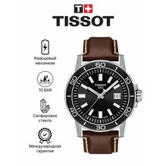 Наручные часы TISSOT, черный, серебряный, коричневый