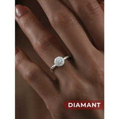 Кольцо Diamant, белое золото, 585 проба, фианит, размер 18, бесцветный