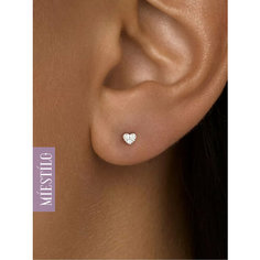 Серьги пусеты MIESTILO, серебро, 925 проба, родирование, фианит, , серебристый