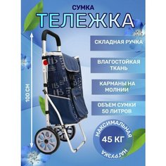 Сумка-тележка , 50 л, 46х100х27 см, ручная кладь, синий Нет бренда