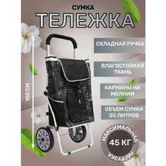 Сумка-тележка , 50 л, 46х100х27 см, ручная кладь, черный Нет бренда