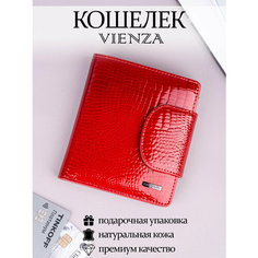 Кошелек VIENZA, фактура под рептилию, лаковая, red 44