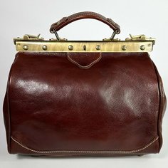 Сумка саквояж Vera Pelle, фактура гладкая, коричневый