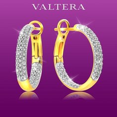 Серьги VALTERA, серебро, 925 проба, фианит, размер 20 мм, длина 2 см, , золотой