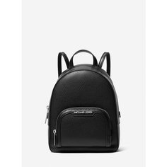 Рюкзак MICHAEL KORS Женский черный кожанный классический рюкзачок с серебряной фурнитурой Michael Kors Jaycee XS Pebbled Leather Backpack 35T2S8TB1LB, фактура зернистая, рельефная, матовая, перфорированная, черный