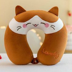 Подушка для шеи , 1 шт., размер XL, коричневый