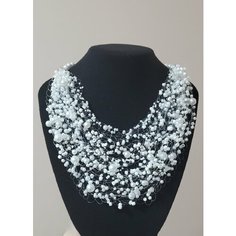 Колье, длина 45 см, белый, перламутровый, серебристый Нет бренда