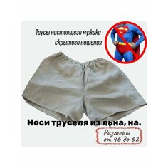 Трусы льняные, серые, бруталити, размер 62, серый Нет бренда