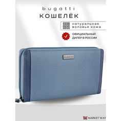 Кошелек Bugatti, фактура зернистая, гладкая, голубой