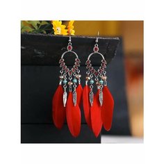 Серьги, дерево, серебристый/красный be Self True Jewel