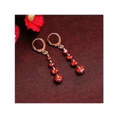 Серьги, фианит, красный, бордовый, золотой be Self True Jewel