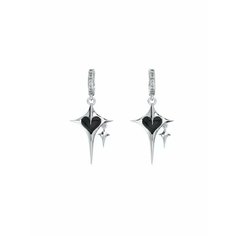 Серьги пусеты, эмаль, серебристый/черный be Self True Jewel