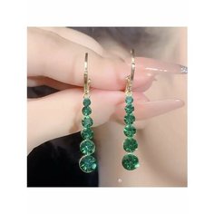 Серьги, жемчуг имитация, изумруд синтетический, золотой, зеленый be Self True Jewel