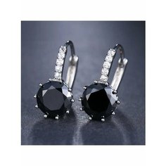Серьги, фианит, черный, серебряный be Self True Jewel