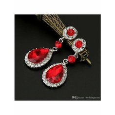 Серьги, фианит, бордовый, красный, серебряный be Self True Jewel