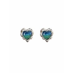 Серьги пусеты, эмаль, зеленый, синий, серебряный be Self True Jewel