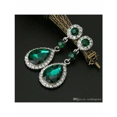 Серьги, фианит, серебряный, зеленый be Self True Jewel