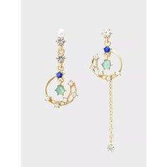 Серьги непарные, эмаль, синий, золотой be Self True Jewel