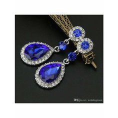 Серьги, фианит, серебряный, синий be Self True Jewel