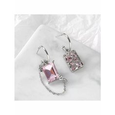 Серьги пусеты, фианит, розовый, серебряный be Self True Jewel