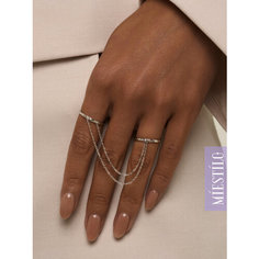 Кольцо на две фаланги, на два пальца MIESTILO, серебро, 925 проба, родирование, размер 17.5, серебристый