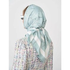 Платок для женщин,90х90 см, зеленый, белый Project29