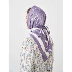 Платок для женщин,90 см, белый, фиолетовый Project29
