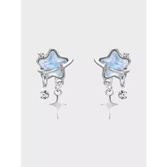 Серьги пусеты, эмаль, серебристый/голубой be Self True Jewel