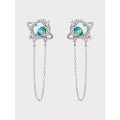 Серьги пусеты, фианит, серебряный, голубой be Self True Jewel
