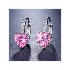 Серьги, фианит, серебряный, розовый be Self True Jewel