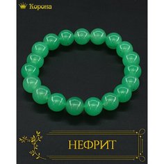 Браслет, нефрит, размер 16 см, зелeный Серебряная корона