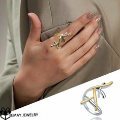 Кольцо Emay, размер 18, серебряный, золотой