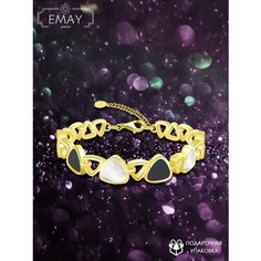 Браслет Emay, перламутр, искусственный камень, белый, черный, золотистый