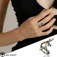 Кольцо Emay, размер 18, черный, золотой