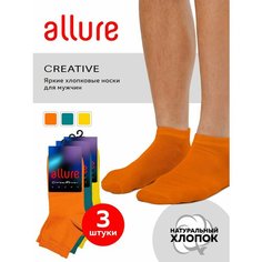 Носки ALLURE цветные носки, комплект, 3 пары, размер 39/41, оранжевый